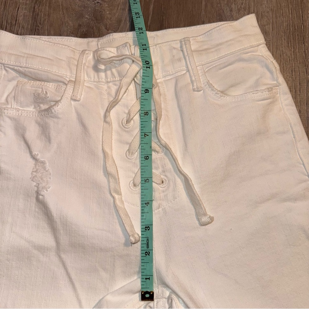 Mother Superior white lace up fly dazzler ankle chew high rise skinny jeans 25 - Picture 14 of 16